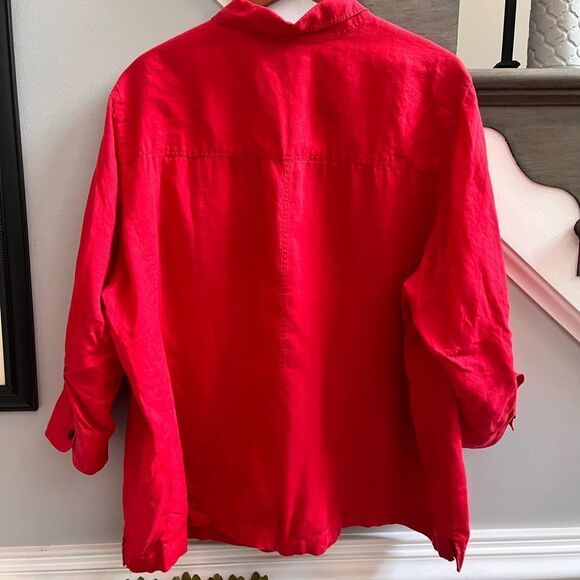 Lauren Ralph Lauren Red Anchor Linen Button Down Shirt sz 3X - Picture 7 of 7